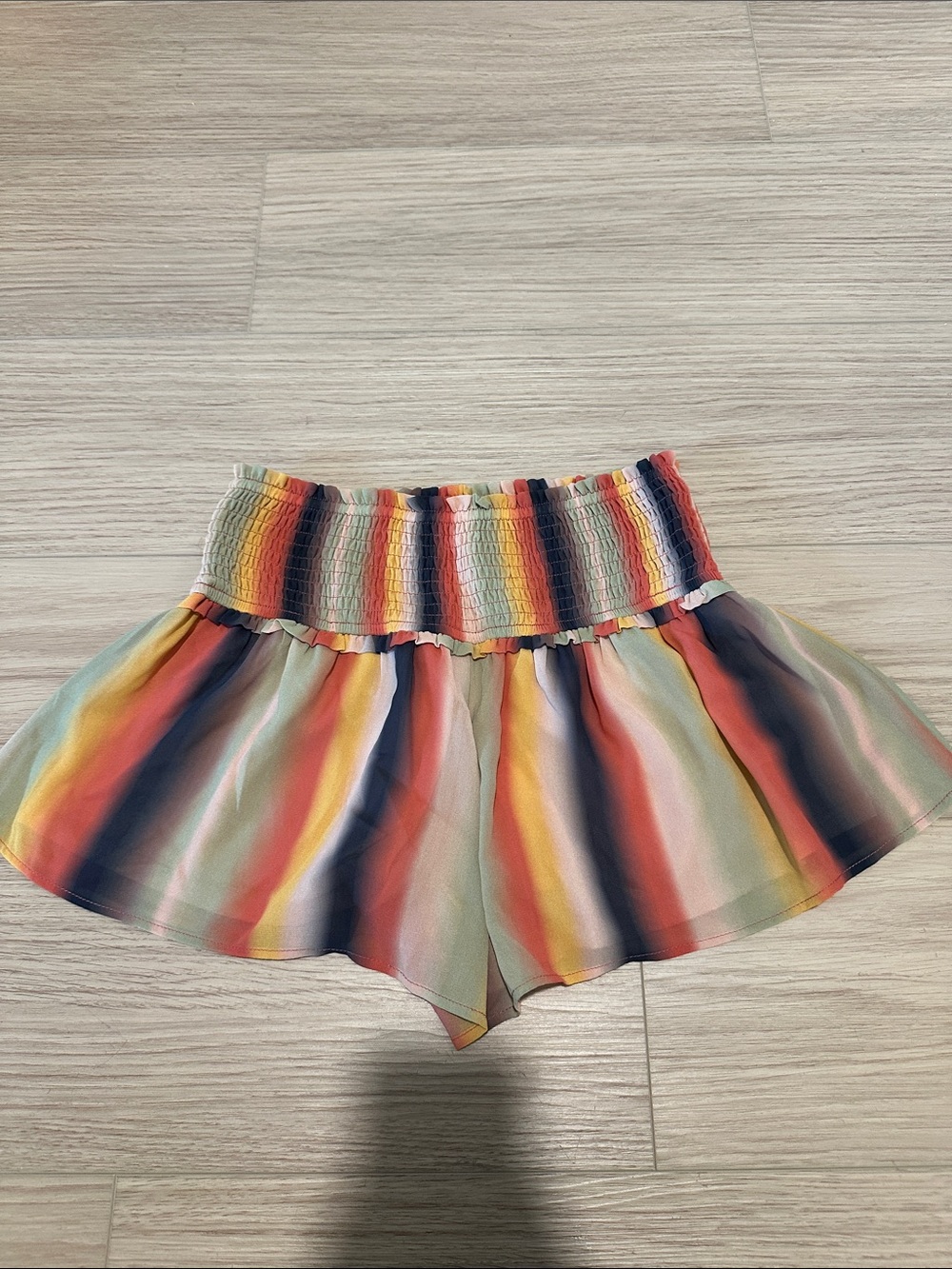 H&M Multicolor Striped Women's Smocked Waist Shorts